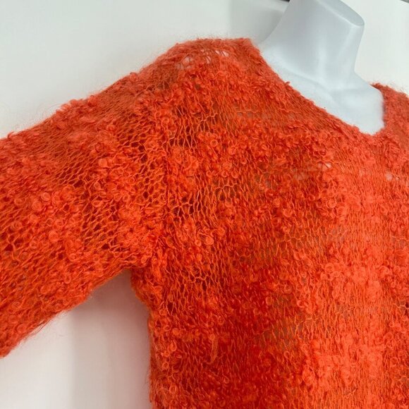 Jones New York‎ Sport Hand Knit Mohair Wool Blend Orange Sweater M - Picture 3 of 8